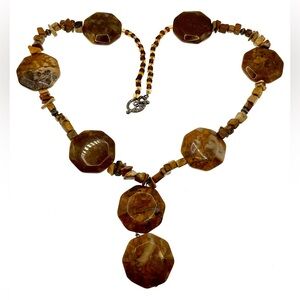 3 for $30 Vintage Artisan Beaded Polished Stone Necklace Boho